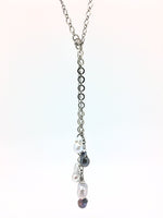 LONG LINK & PEARL LARIAT NECKLACE