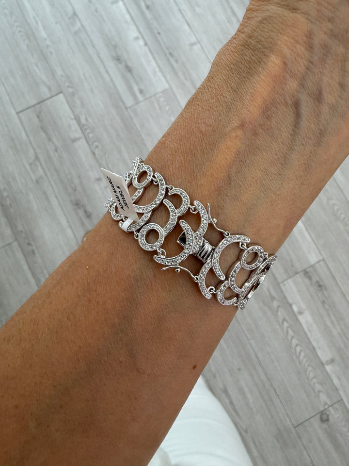 FLOWER CZ DIAMOND WIDE BRACELET