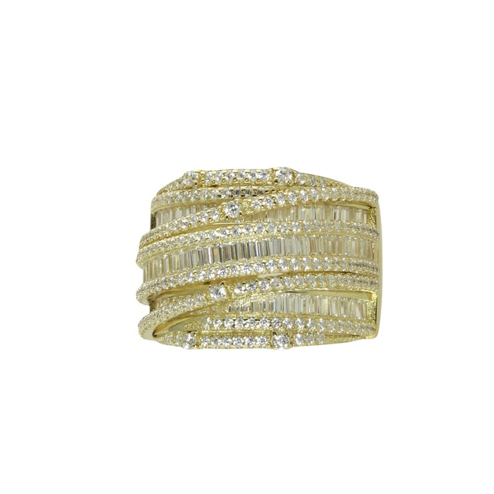 BAGUETTE OVERLAP COCKTAILS RING