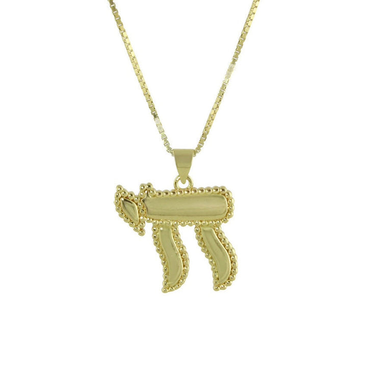 BEAD BORDER GOLD CHAI NECKLACE