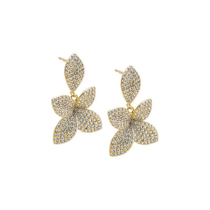 PAVÈ SMALL HANGING FLOWER EARRING