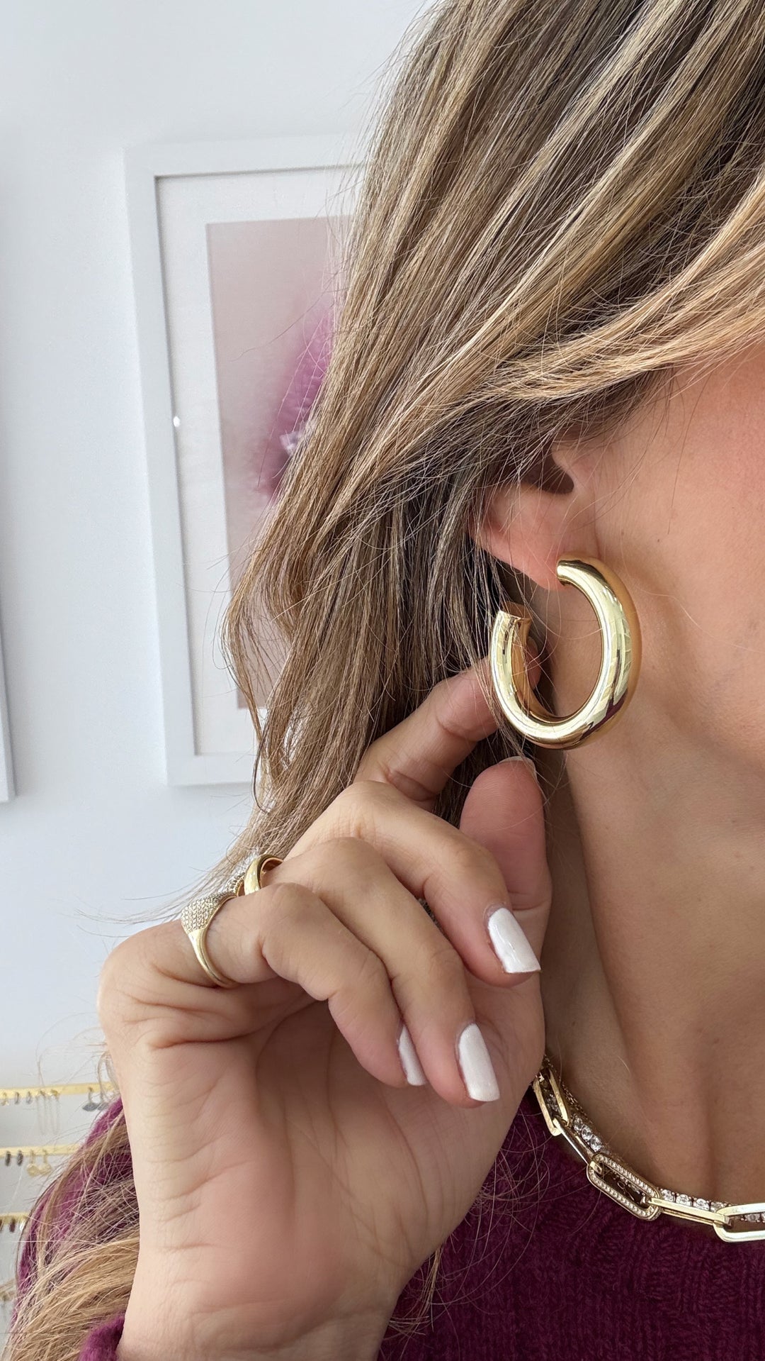 LARGE THICK OPEN HOOPS EARRINGS