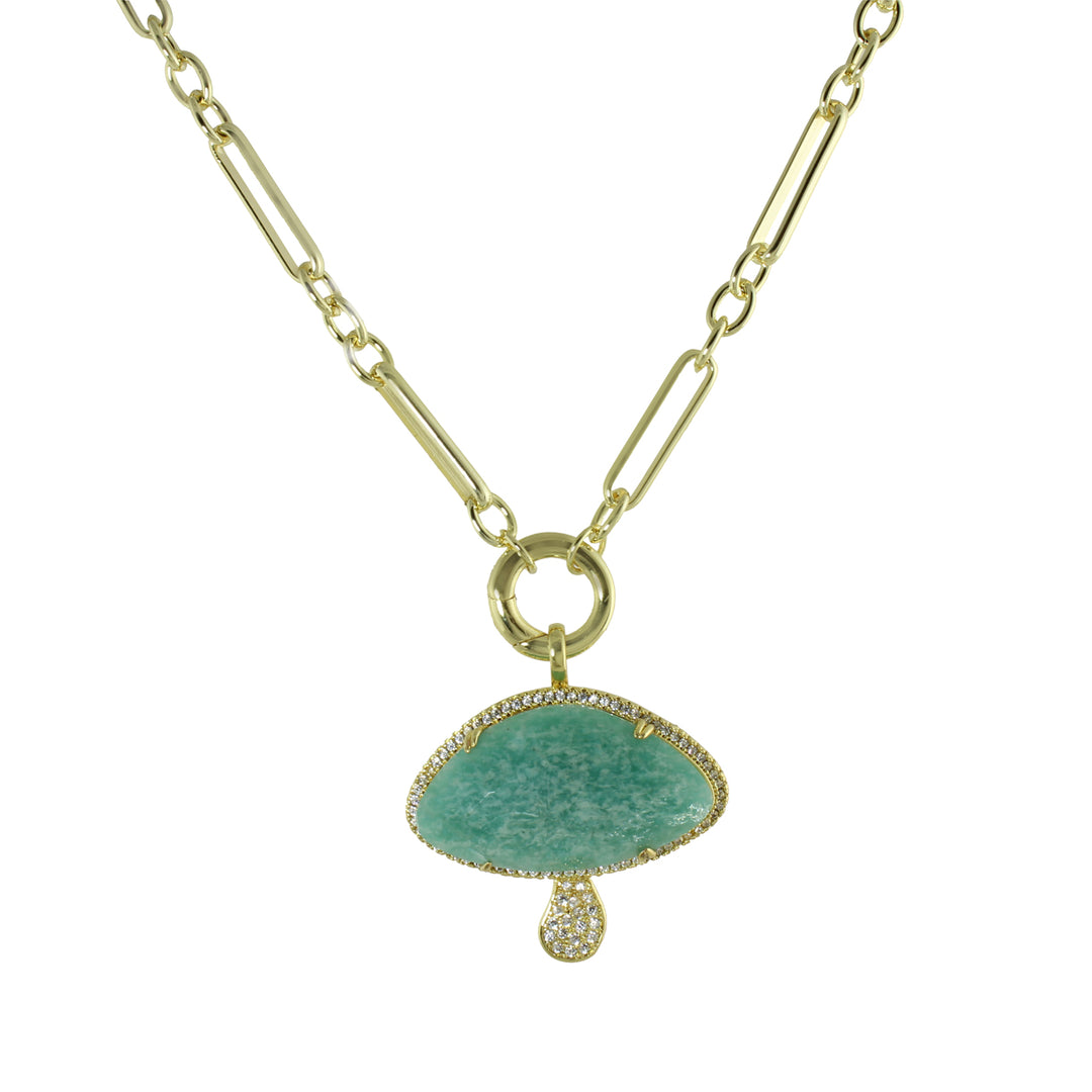 BIG AQUA MUSHROOM NECKLACE