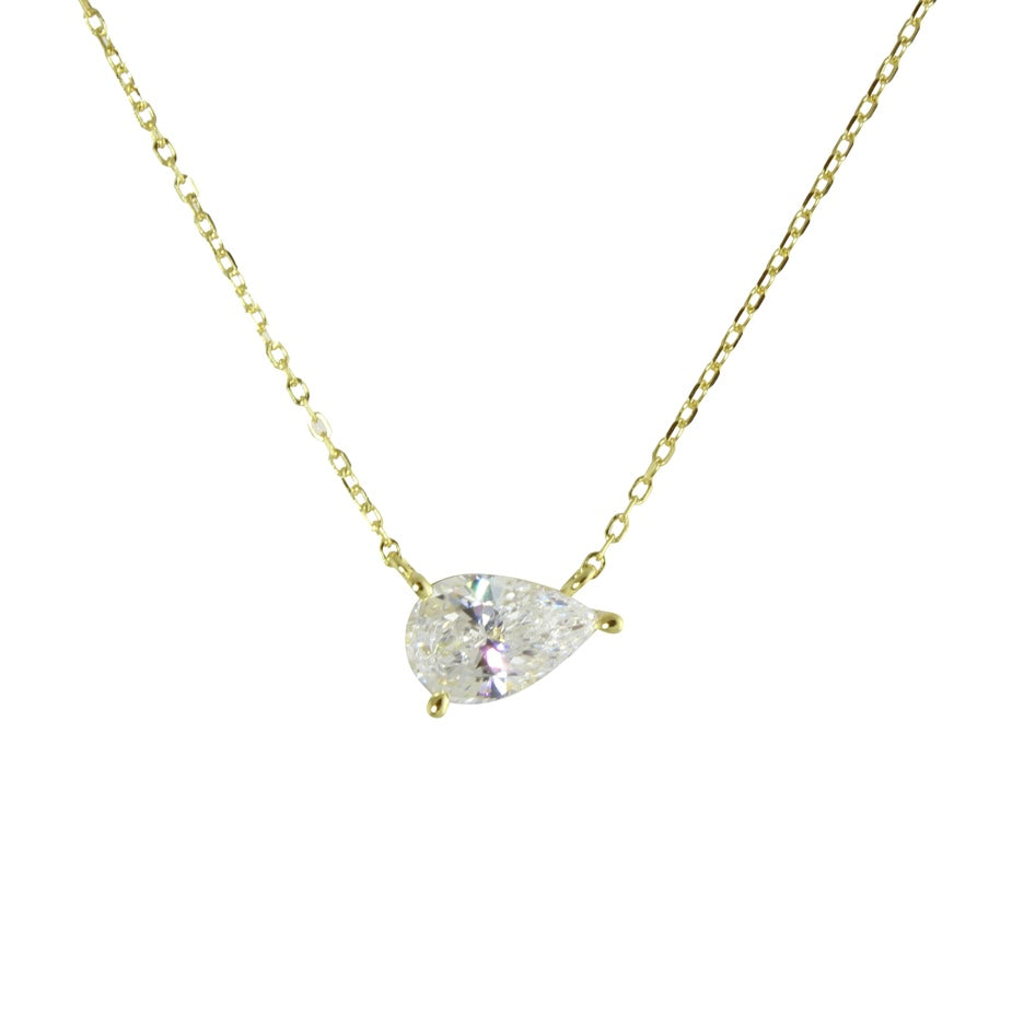 SIDEWAYS PEAR SOLITAIRE NECKLACE