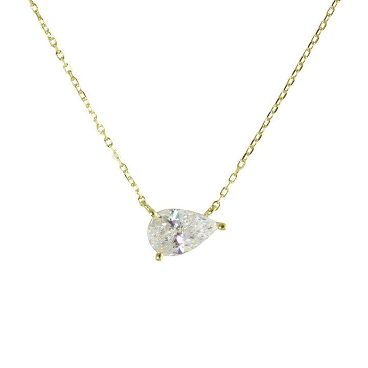 SIDEWAYS PEAR SOLITAIRE NECKLACE