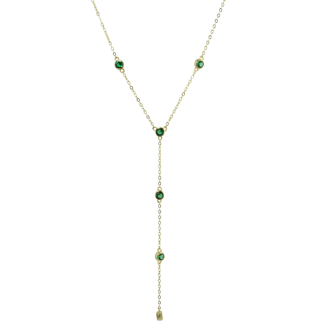GREEN BEZEL STATION LARIAT NECKLACE