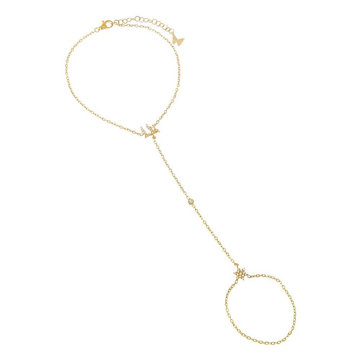 PAVÈ STAR OF DAVID CHAI HAND CHAIN
