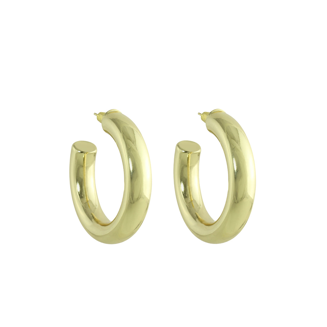 LARGE PUFFED C HOOP EARRINGS