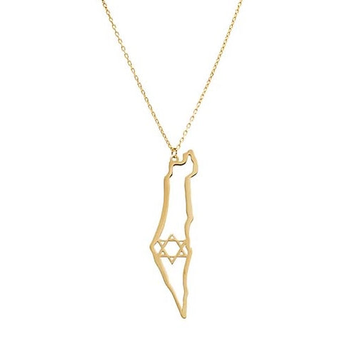 14k gold map of israel necklace