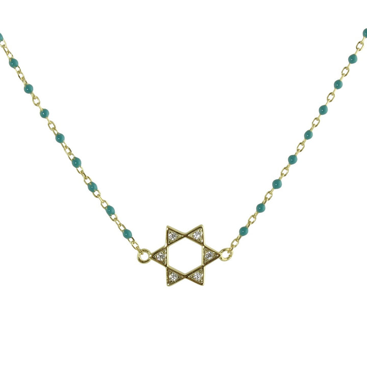 STAR OF DAVID COLOR BEAD NECKLACE
