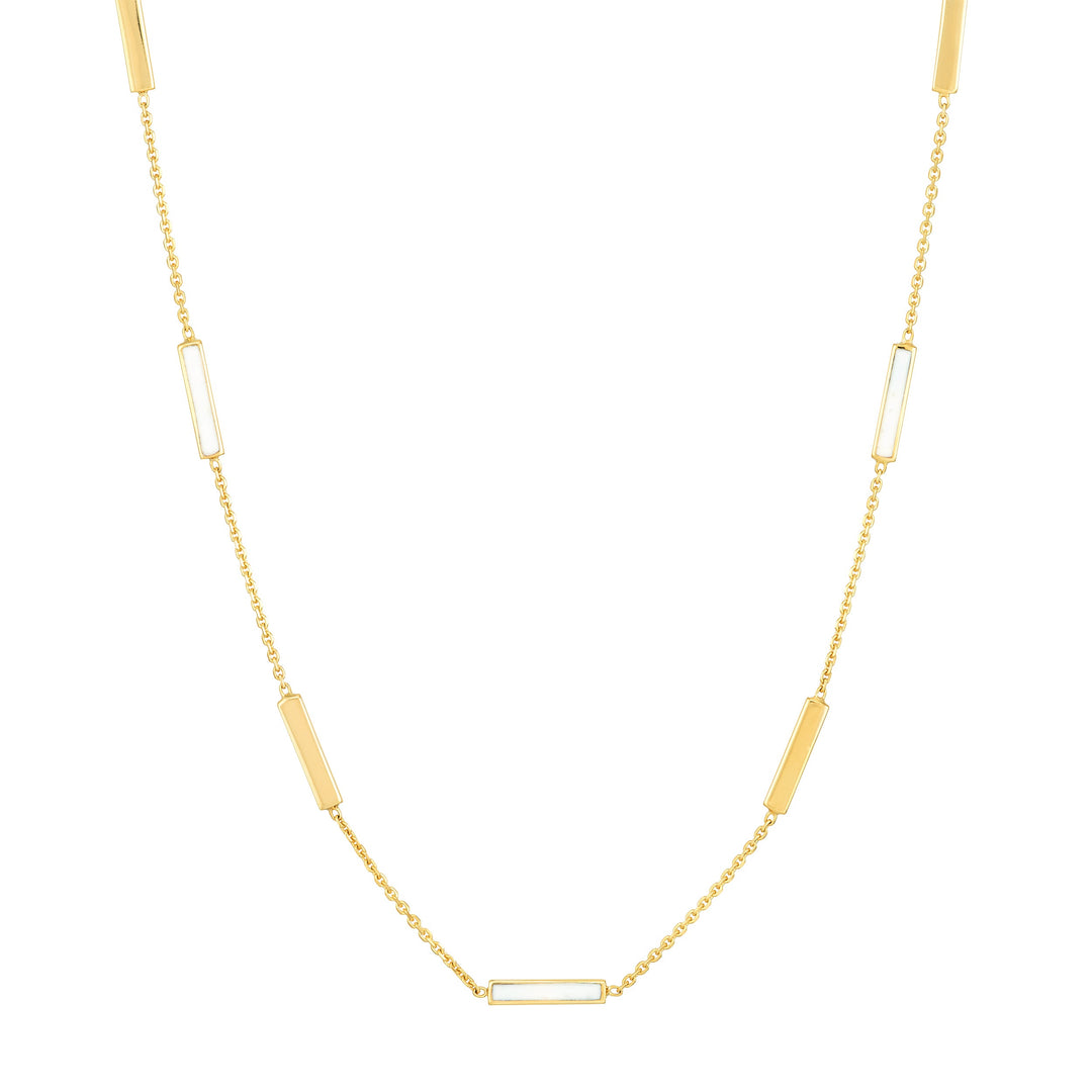 White enamel barn necklace