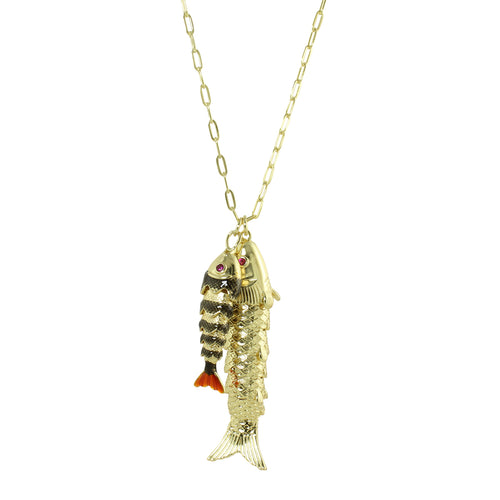 DOUBLE FISH LINK NECKLACE