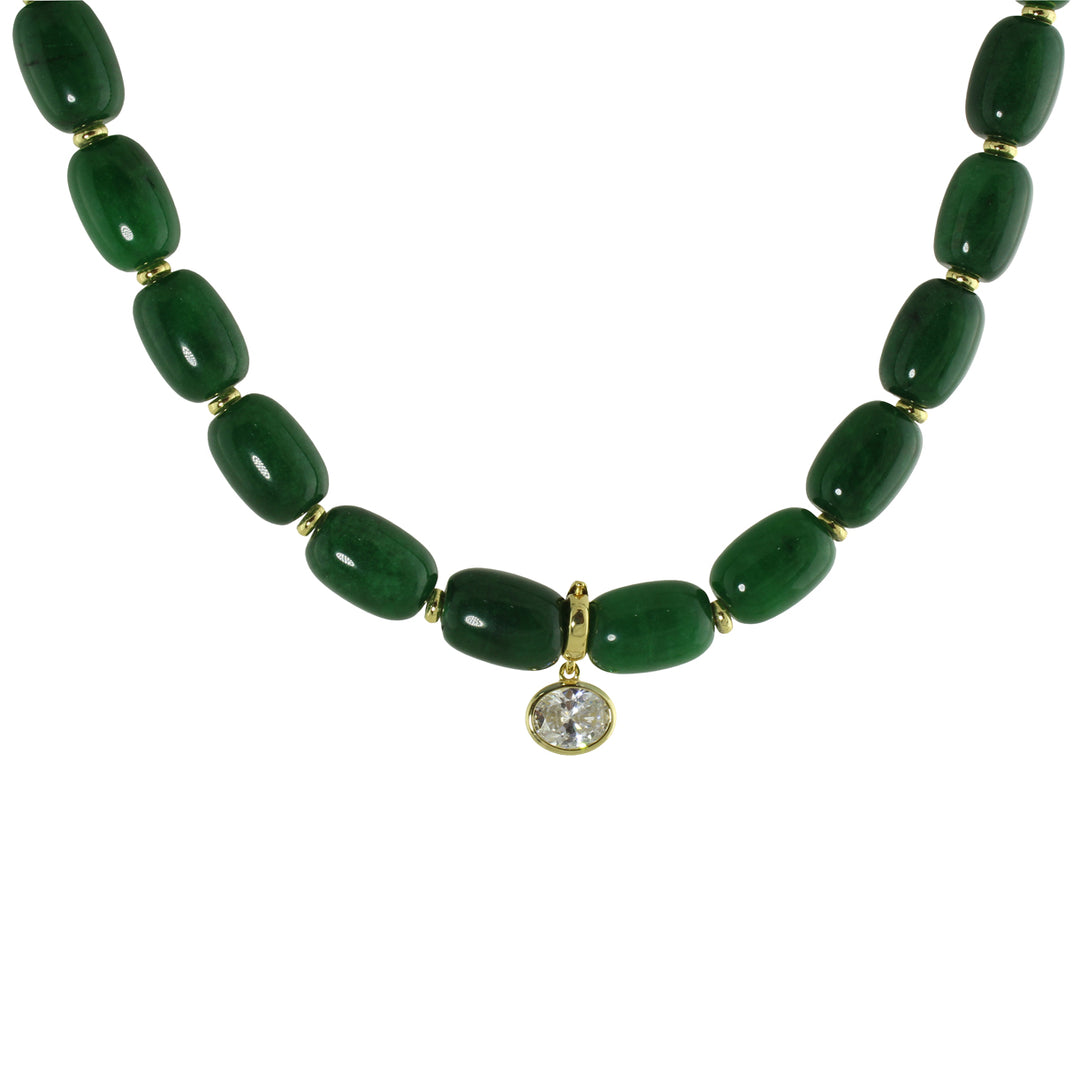 COLOR BEAD OVAL SOLITAIRE NECKLACE