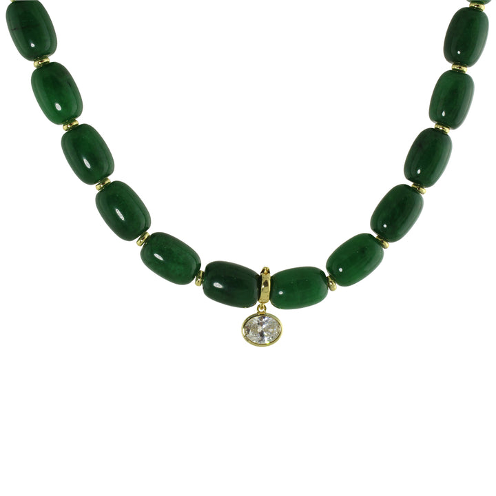 COLOR BEAD OVAL SOLITAIRE NECKLACE