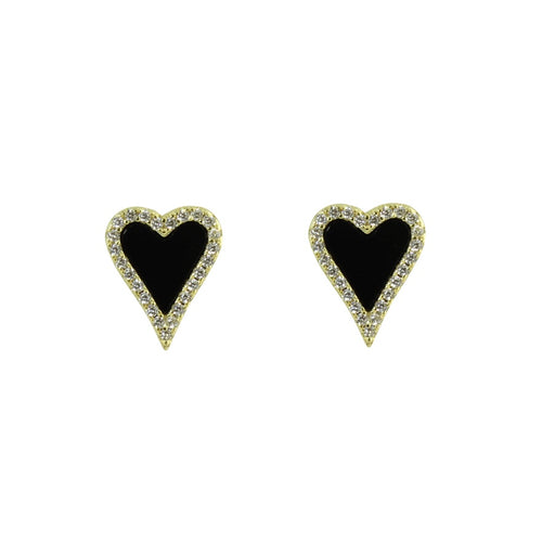 Small black heart earrings