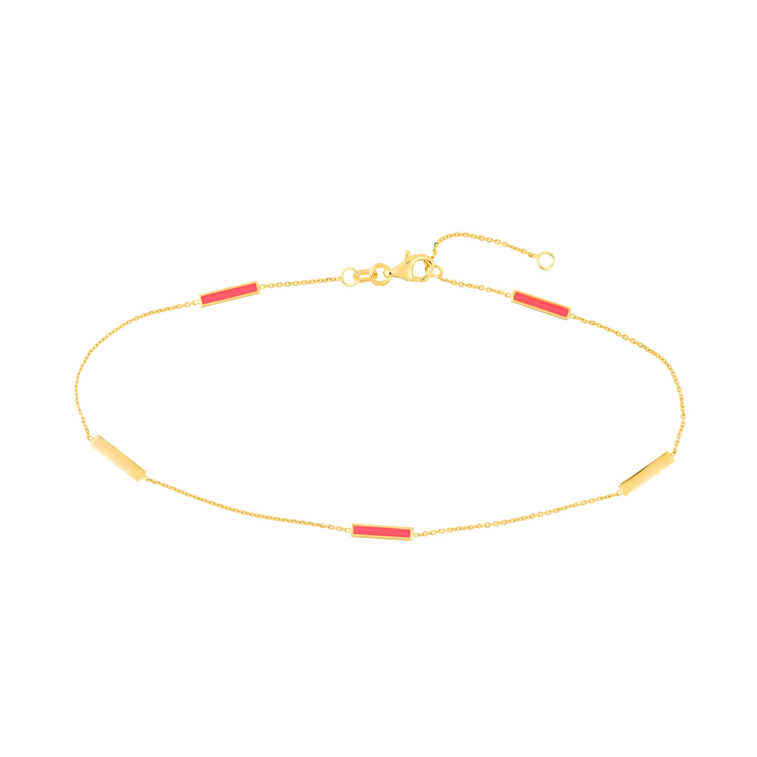 Pink enamel bar bracelet