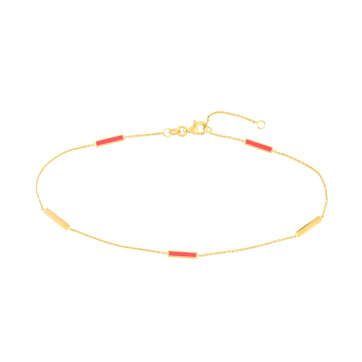 Pink enamel bar bracelet