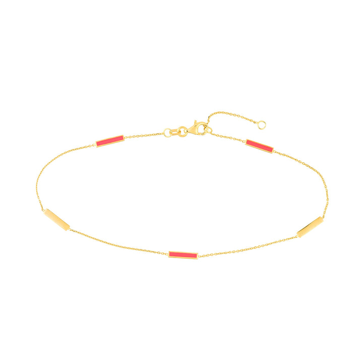 Pink enamel bar bracelet