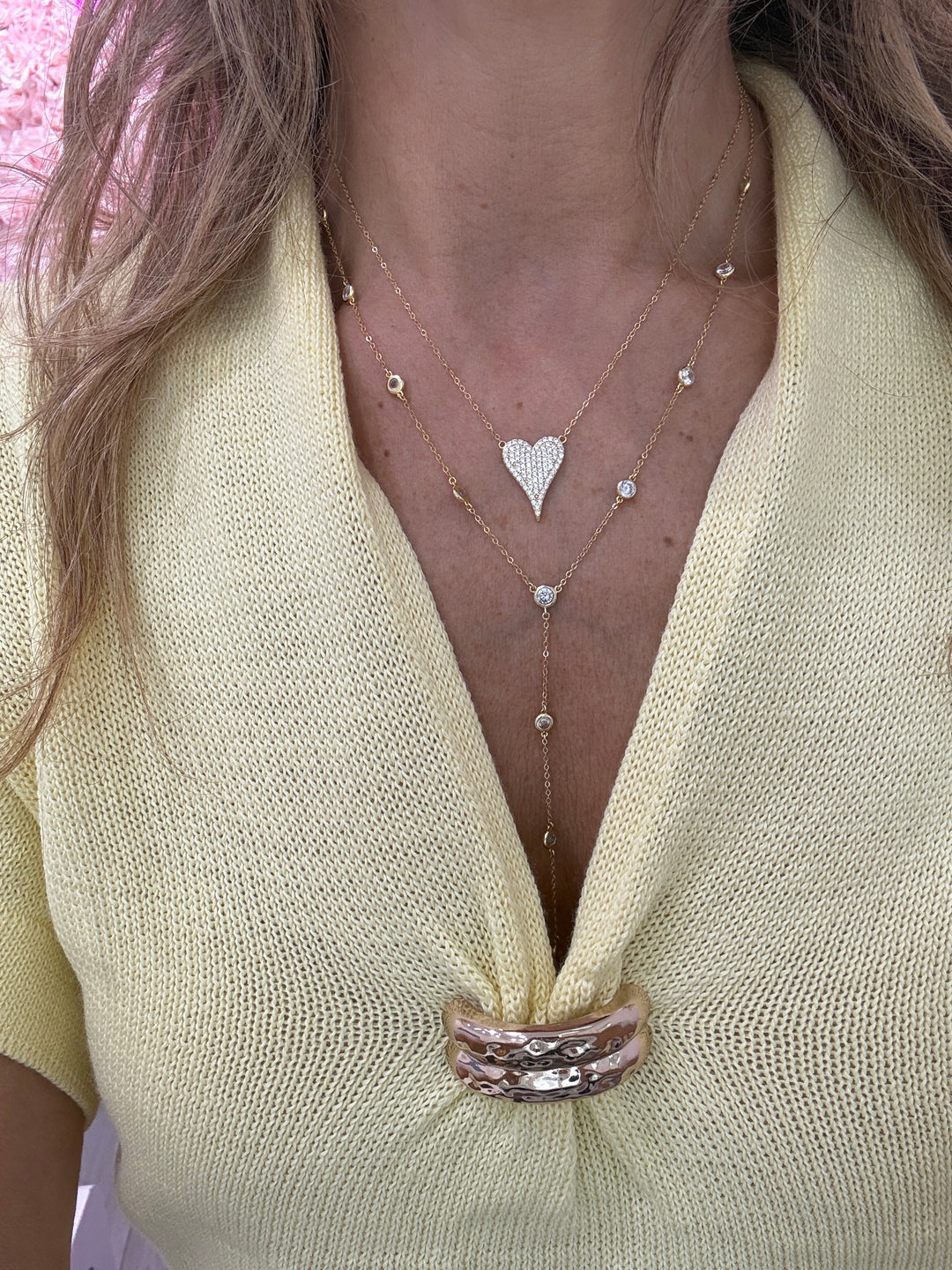 PAVÈ ELONGATED HEART NECKLACE