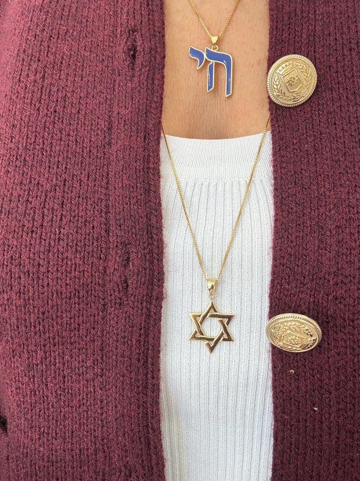 LARGE GOLD STAR OF DAVID NECKLACE