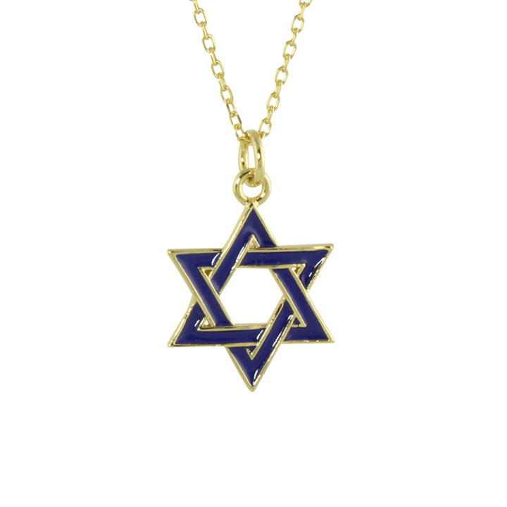 BLUE ENAMEL STAR OF DAVID NECKLACE