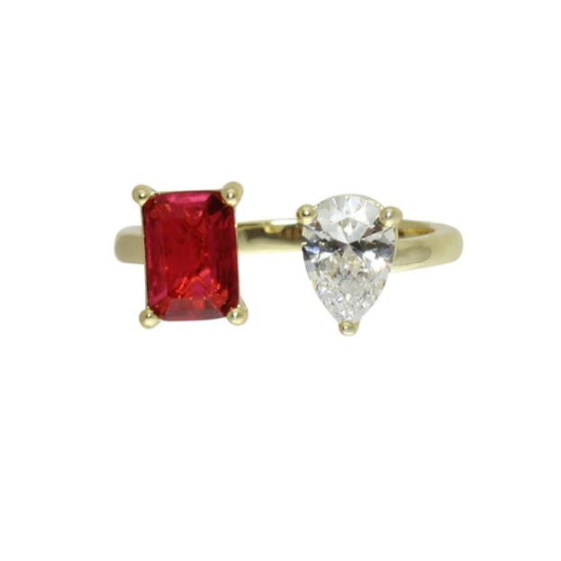 2 STONE OPEN RING