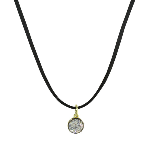 SOLITAIRE NECKLACE WITH BLACK BEZEL