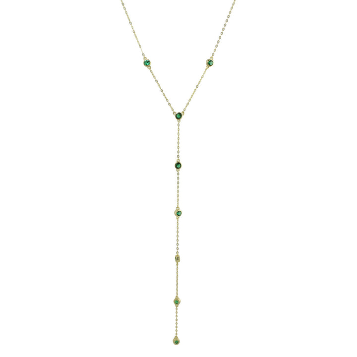 GREEN BEZEL STATION LARIAT NECKLACE