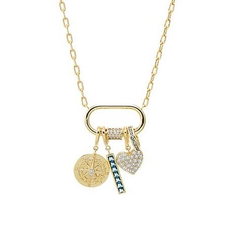 MULTI CHARMS LOCK NECKLACE