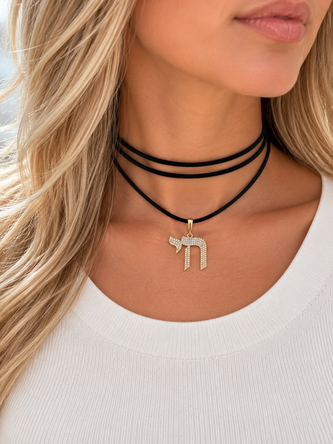 CZ DIAMOND CHAI CORD WRAP CHOKER