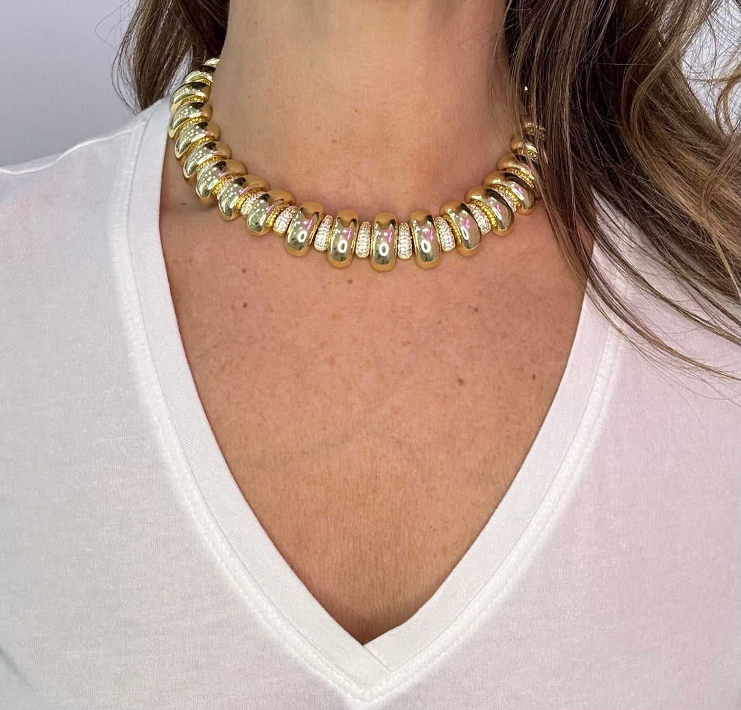 PAVÈ ACCENTED HIGH LOW STATEMENT NECKLACE