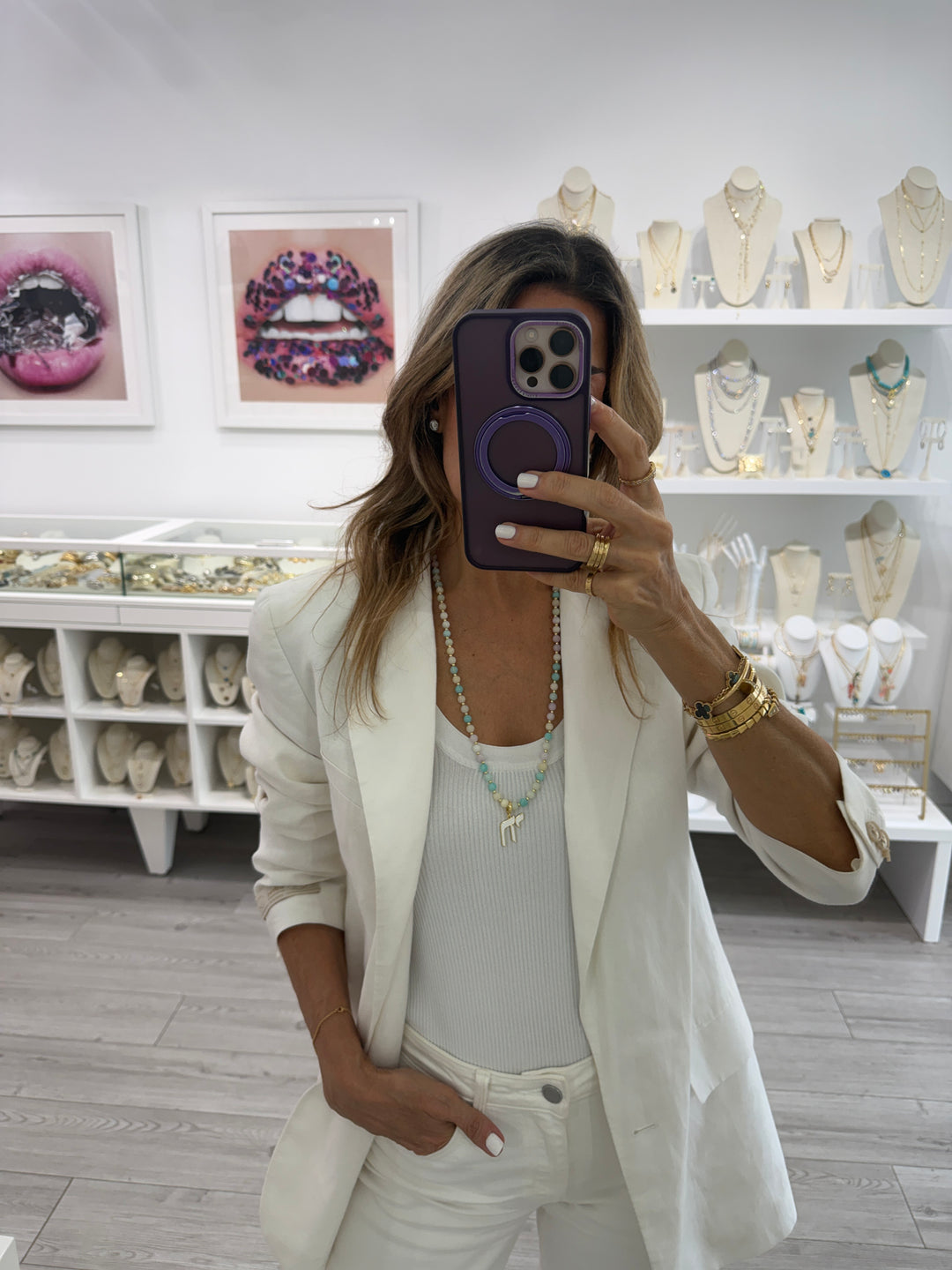 LONG PASTEL BEAD CHAI NECKLACE