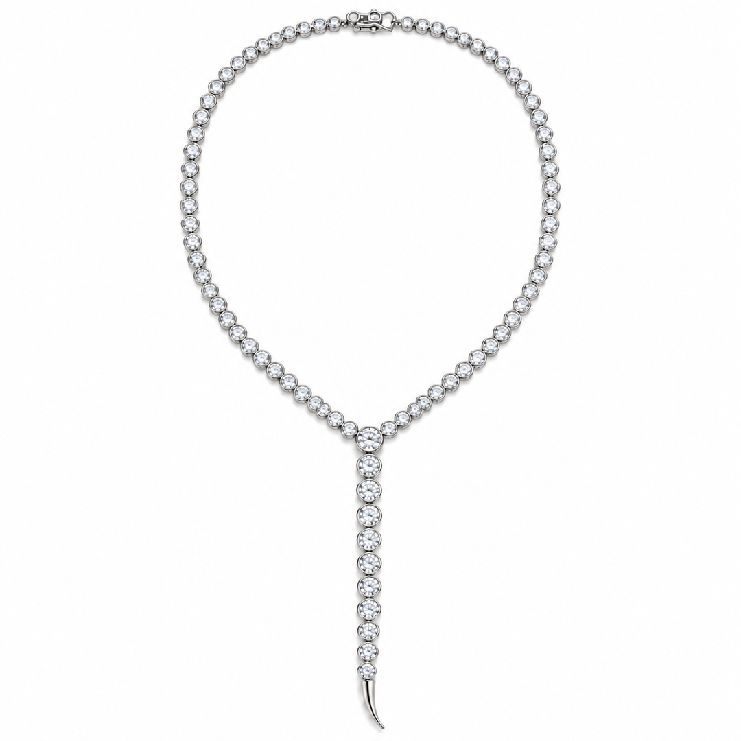BEZEL TENNIS Y LARIAT NECKLACE