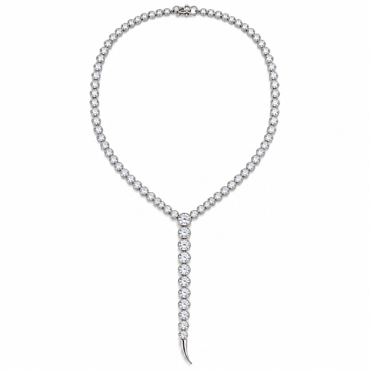 BEZEL TENNIS Y LARIAT NECKLACE
