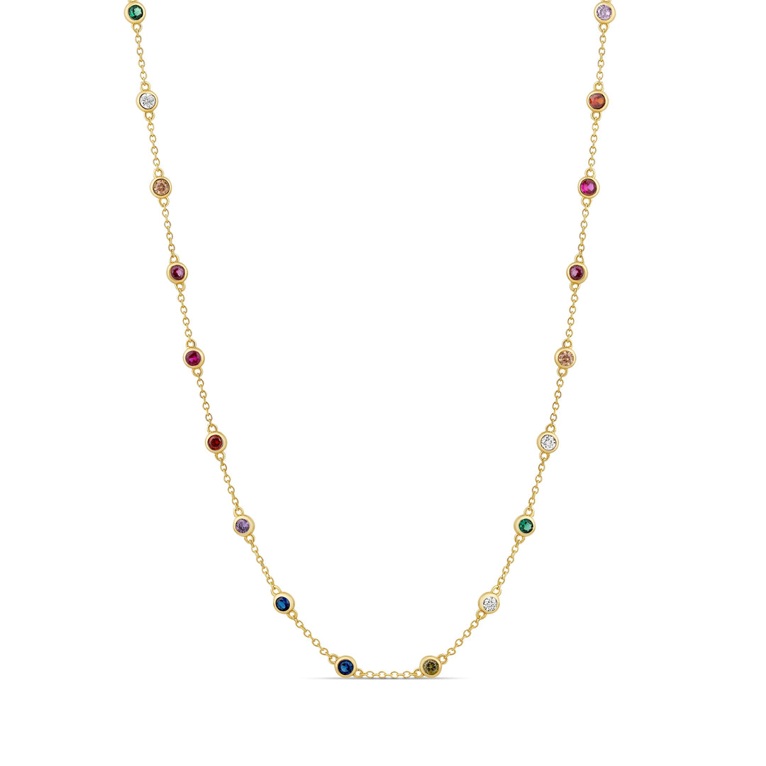 LONG COLOR STONE STATION NECKLACE
