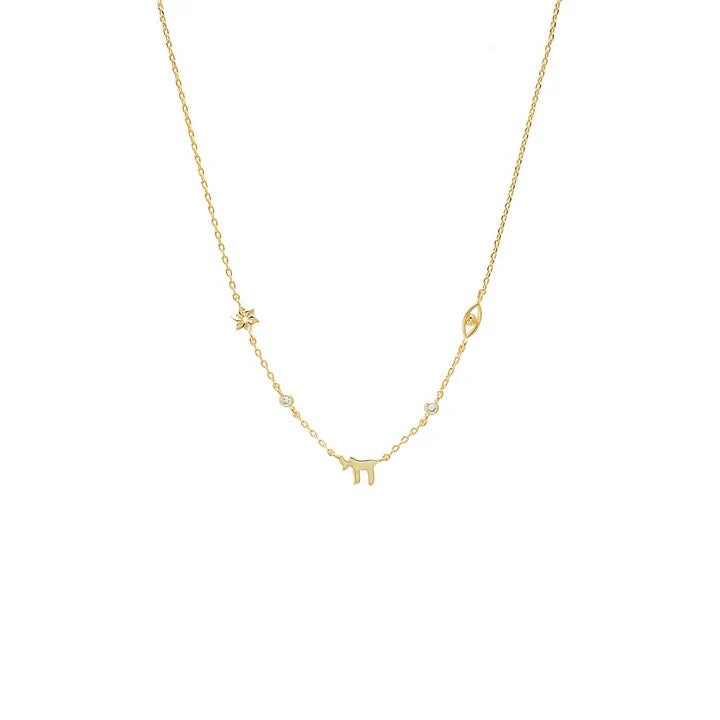 MINI STAR OF DAVID CHAI EYE NECKLACE  (or bracelet)