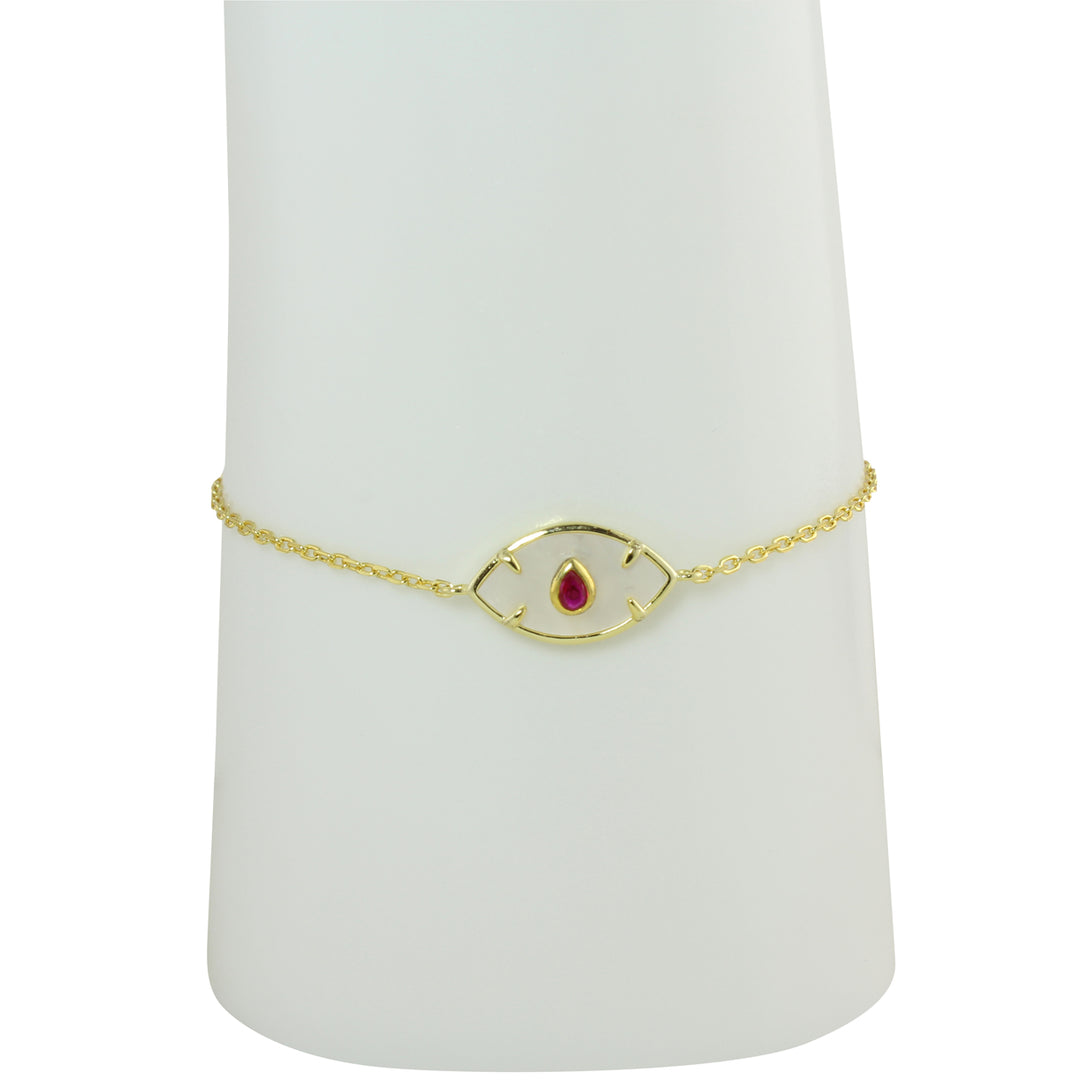 MOTHER OF PEARL EVIL EYE BRACELET
