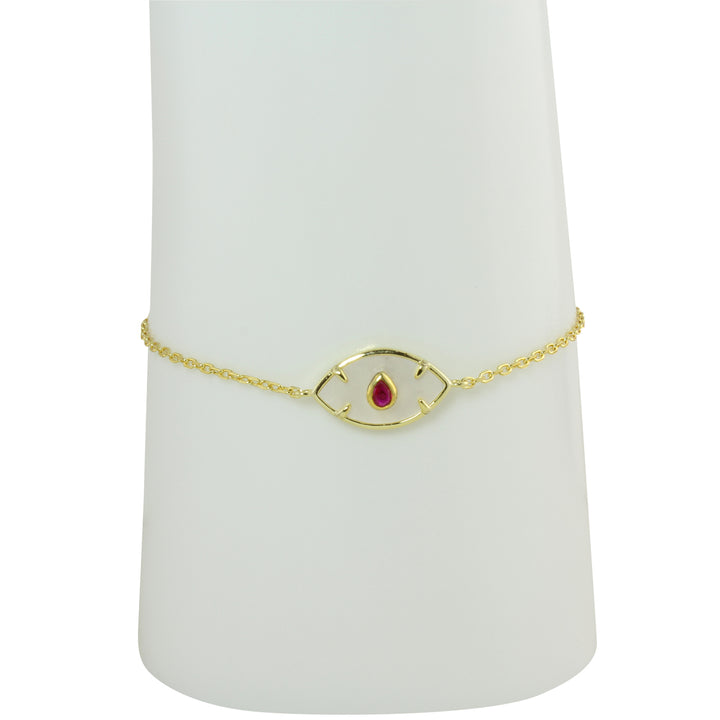 MOTHER OF PEARL EVIL EYE BRACELET