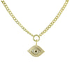 Gold Cuban link evil eye necklace