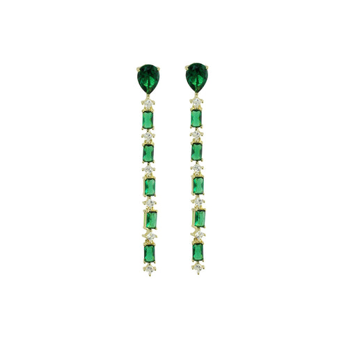 green linear drop earrings 