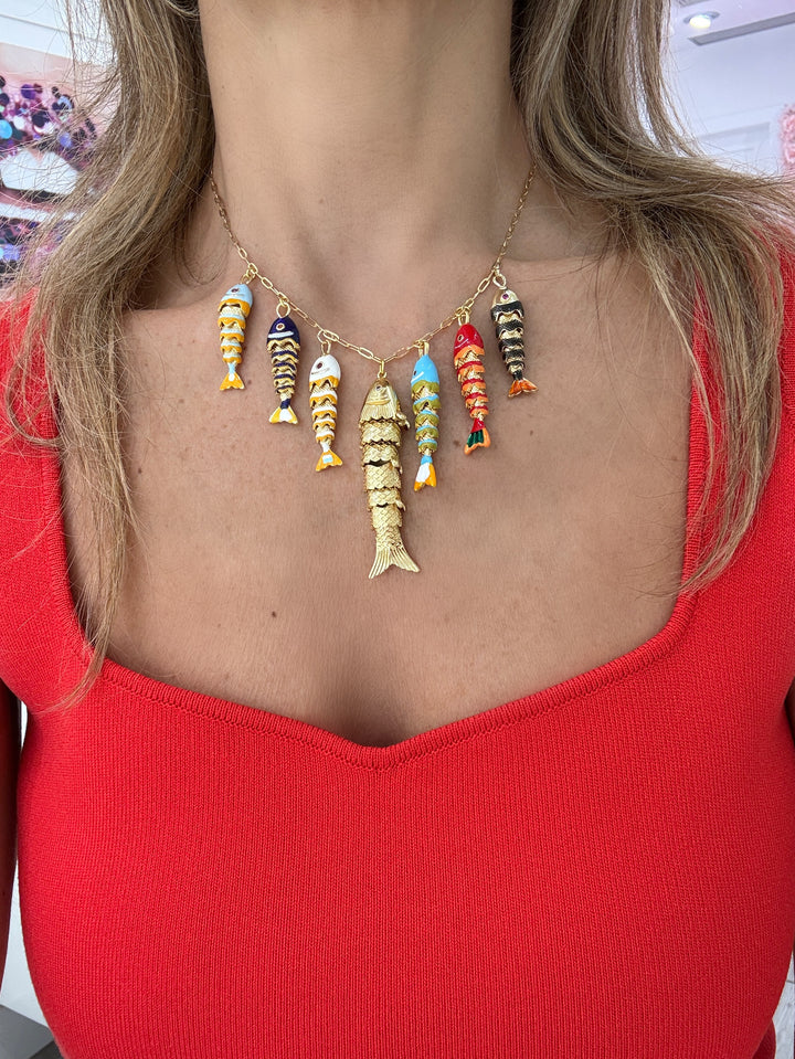 MULTI FISH LINK NECKLACE