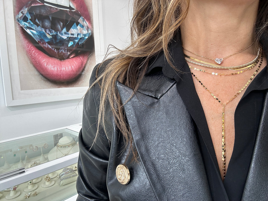 14K DOUBLE LAYER DISCS LARIAT