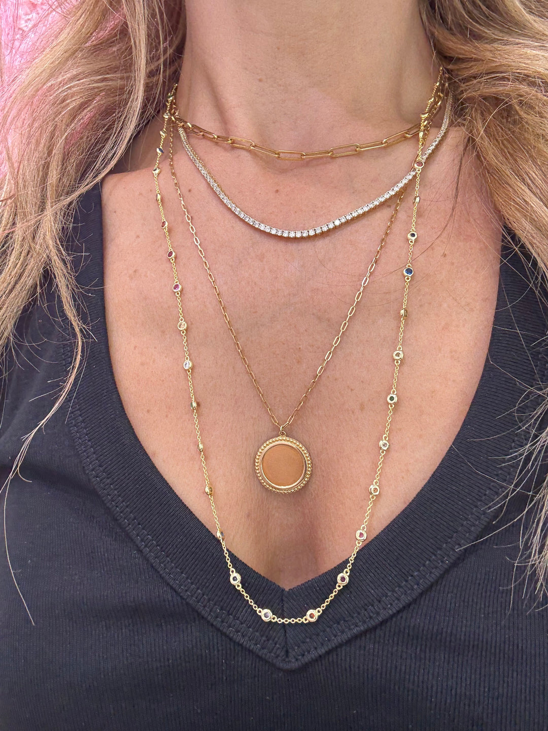 LONG COLOR DIAMONDS BY THE YARD NECKLACE