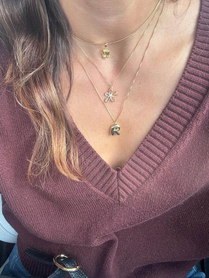 SOFT WIRE EMERALD CUT SOLITAIRE NECKLACE