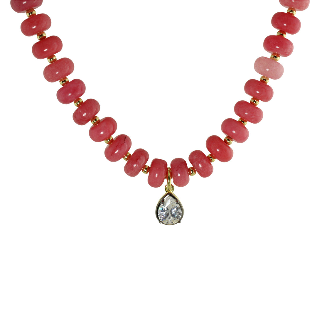 CHUNKY BEAD &amp; GOLD ACCENT SOLITAIRE NECKLACE
