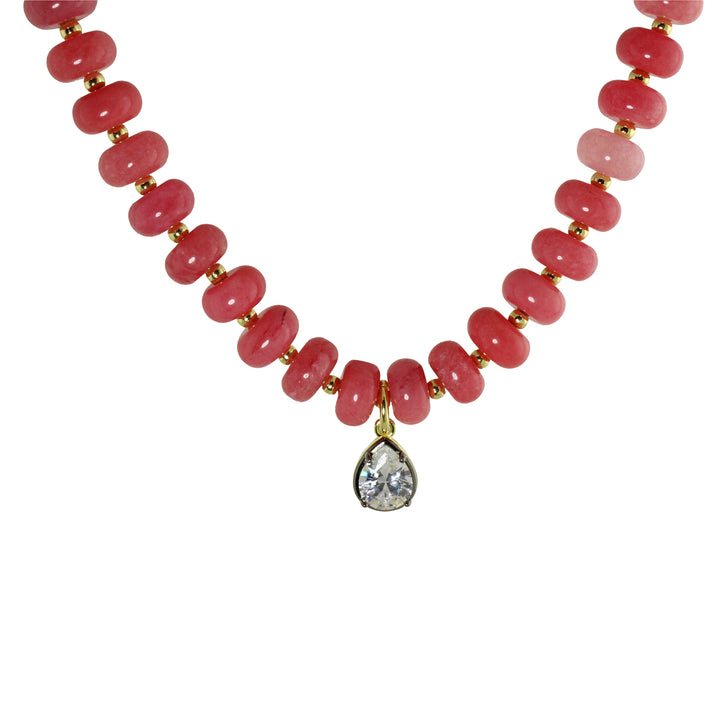 CHUNKY BEAD &amp; GOLD ACCENT SOLITAIRE NECKLACE