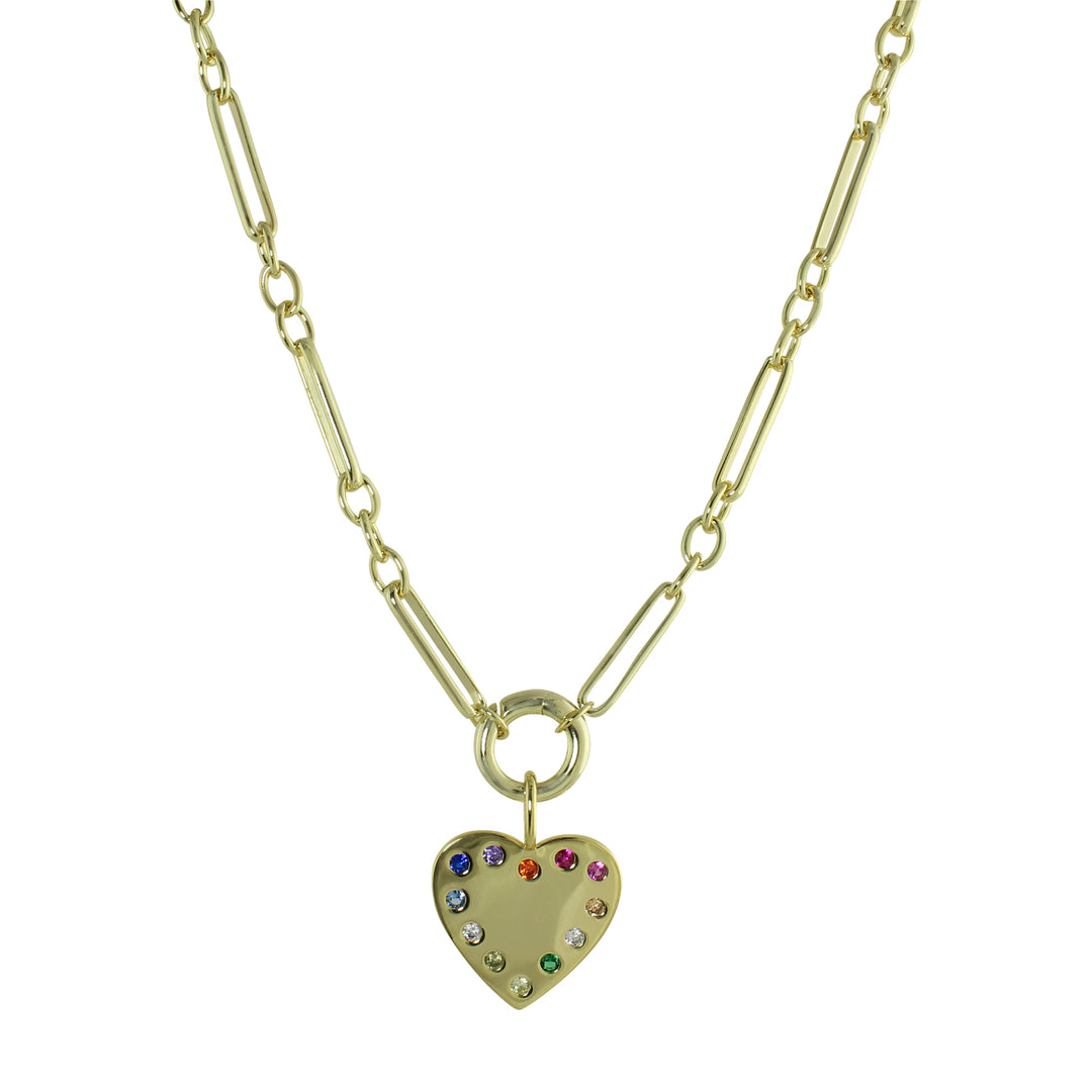 Rainbow heart Link necklace