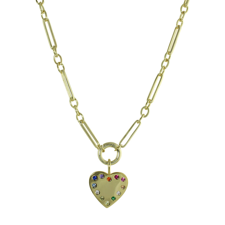 Rainbow heart Link necklace