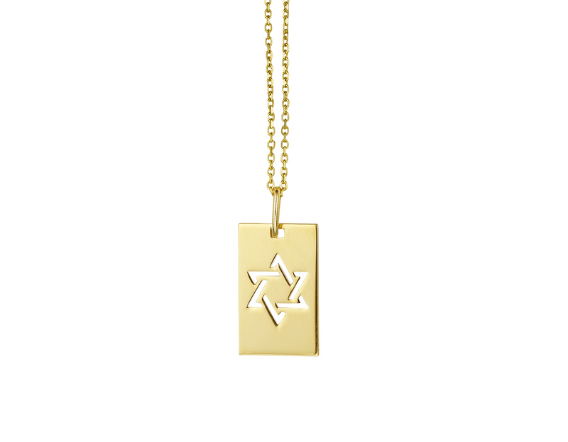 14K GOLD STAR OF DAVID DOG TAG NECKLACE