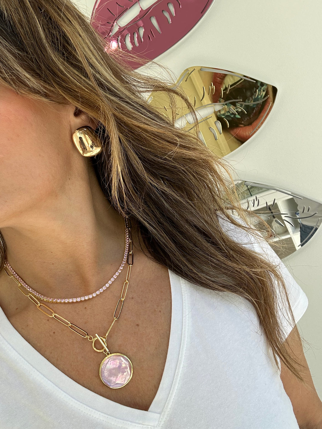 CIRCLE STONE TOGGLE NECKLACE